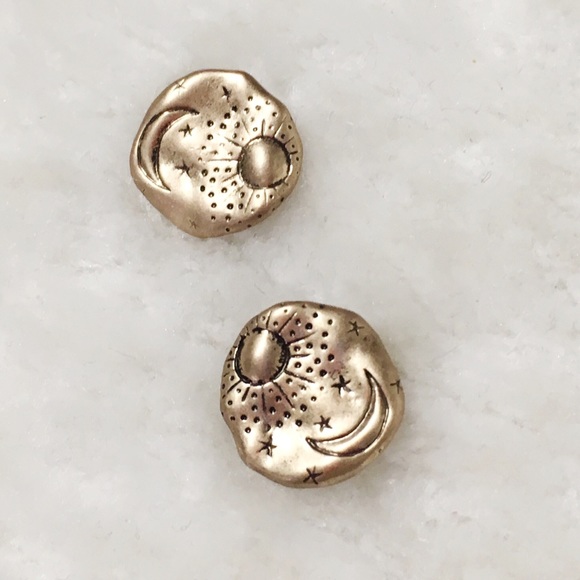 Jewelry - Sun Moon Stars Studs Earrings Gold Dainty Space